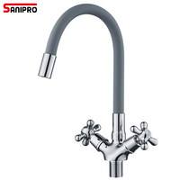 SANIPRO Meilleure Vente Robinet de Cuisine Mitigeur Extensible à Rotation 360° en Alliage de Zinc, à Monter sur Plan, avec Tuyau Flexible Universel