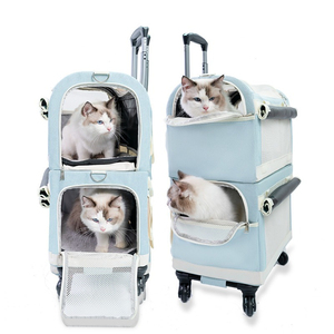 Large Capacity Double-layer <strong>Pet</strong> Suitcase Breathable for Spring and Summer Backpack Push-pull cat Handbag with Bus Design for <strong>Pet</strong> - Product Image 6