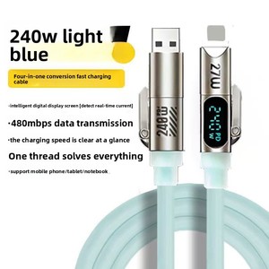 Cable de carga 5 en 1 de alta calidad al por mayor de fábrica, cable de carga USB retráctil de 1.2 m, cargador de coche con cable retráctil - Product Image 6