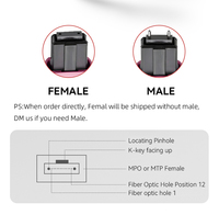 Kabel Patch Multi Mode GIANTECH MPO Female Female 8/12/16/24/48 Core Transmisi Data LSZH Tipe B Polaritas APC UPC PC Polish