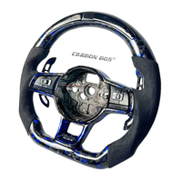 Direktvertrieb Blaues Geschmiedetes Carbon-Faser-Wildleder LED Angepasstes Sport-Lenkrad Geeignet für Perforierten MK6 GOLF JETTA