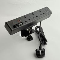 Interrupteur de protection contre les surtensions nouvelle prise de courant pour table de conférence avec 3 prises britanniques pince de 20W prise de bureau avec USB-C d'extension