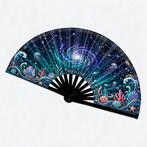 Éventail pliant <span class=keywords><strong>publicitaire</strong></span> personnalisé en plastique de couleur unie, imprimé, cadeau d'affaires, souvenir, décoration, accessoires de festival - Product Image 1