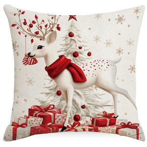 Luxury Linen Santa Snowman Christmas Pillowcase New Festival Decoration for Hotel Use Cartoon <strong>Pattern</strong> <strong>Cushion</strong> Cover Wholesale - Product Image 2