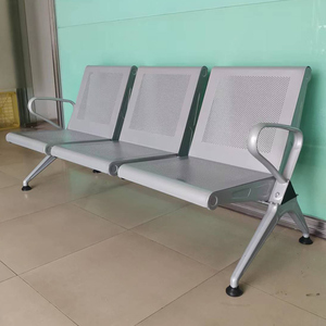 Silla de Espera de 3 Plazas de Acero Resistente para Uso Comercial en Hospitales y Aeropuertos, con Diseño Moderno, Banco con Estructura Plateada, Garantía de 2 Años - Product Image 3