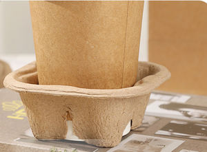 Xinrunjin porte-gobelet à café en pâte à papier compostable avec logo personnalisé 2 tasses recyclables porte-boissons à emporter - Product Image 5