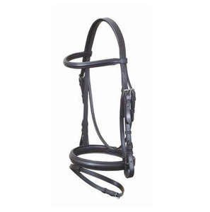 Ergonomic Padded Genuine Leather Snaffle <b>Bridle</b> for Horses | Flash Noseband Included-Black Cob | Royal English <b>Bridle</b> Customized - Product Image 3