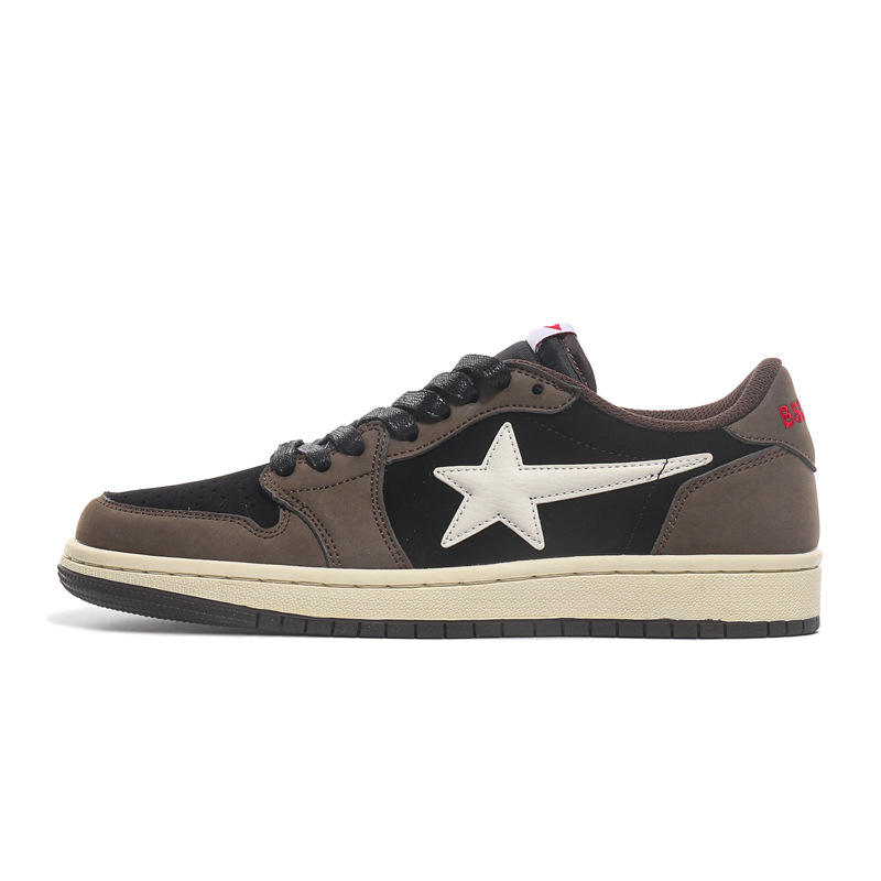 Low top five-pointed star black and brown