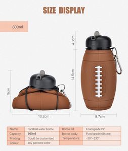 Botella de Agua Deportiva de Silicona, Portátil, Libre de BPA, Plegable, con Forma de Balón de Rugby, para Niños - Product Image 2