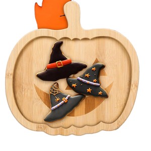 Halloween <b>Pumpkin</b> Shaped Bamboo Serving Tray For Party Food Decoration - Product Image 5