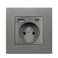 YH Panneau mural tactile pour PC domestique, norme européenne, 10A 250V, prise de courant IP20, 2 modules, design moderne
