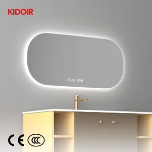 Kidoir Wholesale Luxury Decor Bathroom Large Big Oval Full Length Spiegel Wall Mounted Smart Touch Swittch Led Mirror Miroir