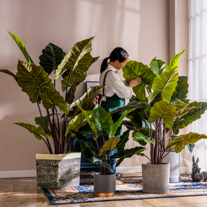 Decorazione per interni esterni con finto albero vegetale in plastica piante artificiali per soggiorno decorazione per la casa a foglia larga arcobaleno <span class=keywords><strong>Taro</strong></span> - Product Image 3