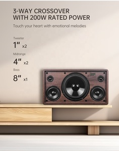 Haut-parleur 2.1 canaux en bois 200W avec crossover 3 voies - BT5.3 DSP, woofer 8 pouces, super basses pour la maison et l'hôtel - Product Image 2
