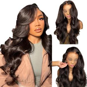 Perruque Frontale en Dentelle Transparente pour Femme, <span class=keywords><strong>Cheveux</strong></span> Brésiliens Remy, Densité 180%, Ondulations <span class=keywords><strong>Mi</strong></span>-Amples, Noire Longue et Bouclée, Couverture Complète Naturelle - Product Image 5