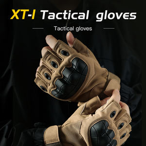 Medio dedo duro protector nudillo resistente a los golpes sin dedos caza táctico cuero motocicleta guantes para actividades al aire libre - Product Image 2