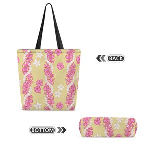Borsa da Shopping con stampa personalizzata lavabile a sublimazione Tote in tela <span class=keywords><strong>Hawaii</strong></span> Puakenikeni Lei riutilizzabile per spiaggia - Product Image 6
