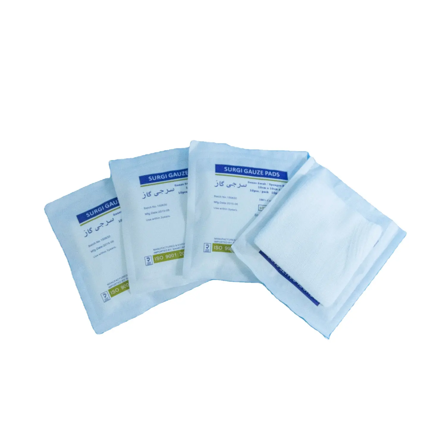 Surgical Cotton Gauze Wholesale Medical Compress EO Sterile Pure Cotton Gauze Swab 4" X 4" -8ply 15 Thread Surgical Gasas Pad BPC Quality
