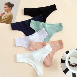 Summer Striped Solid Cotton Thong G <strong>String</strong> <strong>Underwear</strong> Female Sexy Thong Women's Cotton Panties Low Waist Thongs <strong>Underwear</strong> - Product Image 1