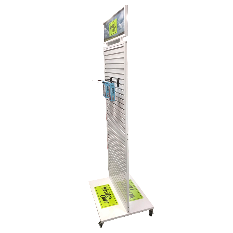 Apache Heavy Duty Double-Sided Slatwall Electronic Accessories Display Rack with Removable Hooks Powder Coated Finish — view 2