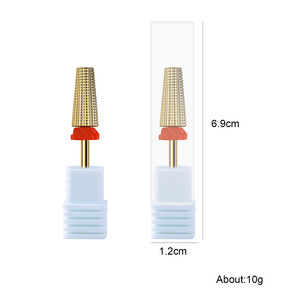 Broca de carburo de tungsteno chapada en oro 5 en 1, removedor de esmalte de gel de múltiples granos, vástago de <span class=keywords><strong>3</strong></span>/32 pulgadas para máquina de manicura - Product Image 6