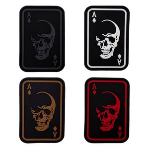 Patch de moral en PVC souple avec <span class=keywords><strong>Velcro</strong></span>, motif crâne, Poker Ace Black Peach, <span class=keywords><strong>autocollant</strong></span> lumineux - Product Image 1
