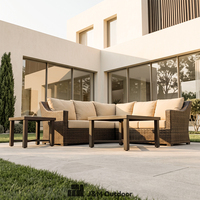 Ensemble de canapés en rotin tressé à la main J&M Outdoor, luxueux et confortable, avec structure en aluminium, pour cour, bord de mer, tissu Sunbrella, mobilier de loisirs