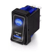 Interrupteur à bascule double LED bleue 12V/24V en aluminium 5 broches marche/arrêt étanche pour voiture, VTT, UTV, camion, marine, camping-car, yacht