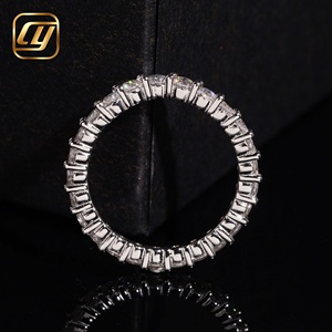 Anillo de Eternidad con Diamantes de Laboratorio, Plata 925 Sólida, Borde Milgrain, Anillo de Promesa Apilable, para Mujer, Uso Diario, Lujoso, Bañado en Rodio, IGI - Product Image 4