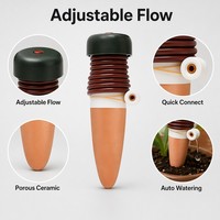 Kit d'arrosage goutte à goutte pour jardin à débit réglable, avec piquet de connexion rapide, goutteur pour plantes et piquet en céramique poreuse pour arrosage automatique