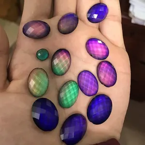 Perles de verre ovales en verre pour bagues et pendentifs, pierres d'humeur changeantes de couleur, vente en gros, pièces, pour faire de Style mytique