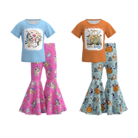 Nouvelle Collection : Ensemble 2 Pièces Imprimé Animal Halloween pour Filles Grandes Tailles – Pantalon Cloche Prêt à Expédier – Vente en Gros pour Boutiques, Tout-petits et Enfants