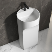 Wastafel Berdiri Modern dari Resin Batu Poles Permukaan Padat untuk Hotel, Penggunaan Kamar Mandi, Garansi 3 Tahun