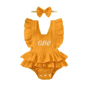 Neugeborene Baby Mädchenkleidung Sommer Strampler Kurzarm-Baby-Outfits Einteiliges fußloses Strampelanzug Jumpsuit-Outfits
