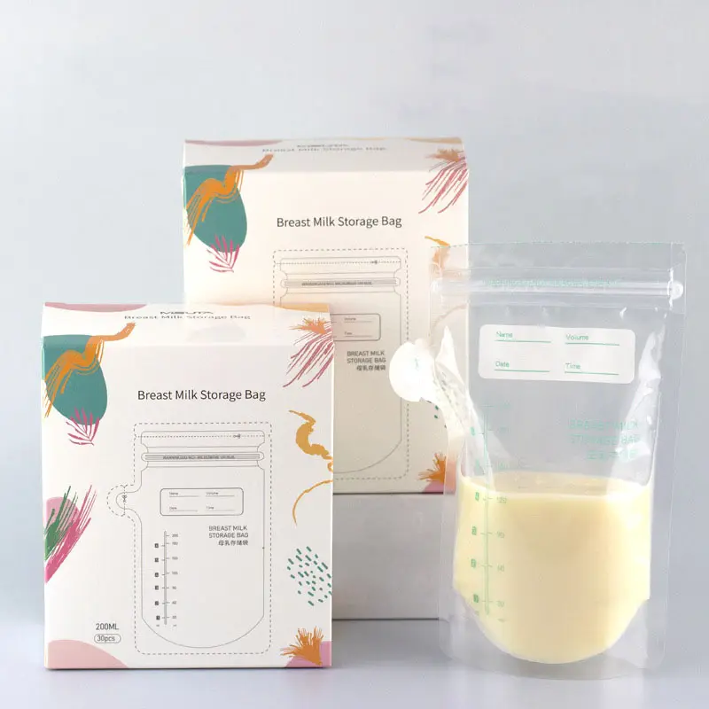 Bolsa con cremallera para leche materna sin BPA, bolsa de almacenamiento para pecho, bolsas de almacenamiento para alimentación de bebé esterilizadas de grado alimenticio