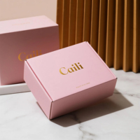 Boîte cadeau en papier kraft biodégradable avec logo personnalisé, pelliculage mat, gaufrage rose, échantillon gratuit, emballage de luxe