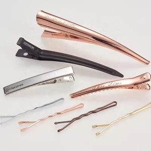 Pinza de pelo decorativa de metal OEM ODM de fábrica, pinza de pelo de cocodrilo con logotipo personalizado, pinza de pelo personalizada