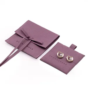 Мешочек для ювелирных изделий из микрофибры с логотипом на заказ, подарочная упаковочная сумка-конверт с лентой