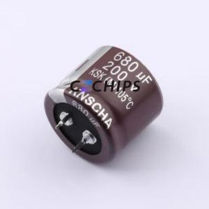 LSK200M687S252S1AA Snap-in Aluminum Electrolytic Capacitor Through hole Component (THT),D30xL25mm 680uF 20% 200V 10mm - Product Image 1