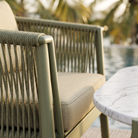Ensemble de meubles de patio, canapé et chaises en aluminium tressé en corde pour 4 personnes avec table basse en pierre frittée pour les centres de villégiature et les jardins