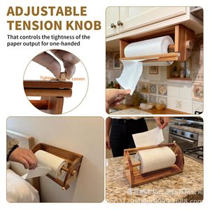 Wooden <b>Kitchen</b> <b>Paper</b> Towel Holder Wall Mounted Rectangular Single Layer For Bathroom And <b>Kitchen</b> Use - Product Image 3