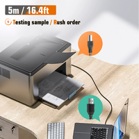 Cable de impresora USB 2.0 de 5 metros con blindaje trenzado, cable de datos USB-B a USB de 5M (16 pies) para pruebas de soporte de pedidos urgentes y muestras