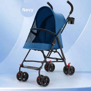 Poussette légère à quatre roues pour chiens et chats, pliable et portable en tissu Oxford, transparente pour l'extérieur - Product Image 3