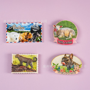 Aimants de réfrigérateur en résine en forme d'animaux, rectangulaires, ovales, de formes irrégulières, décorations faites à la main du Fujian pour la décoration du réfrigérateur - Product Image 1
