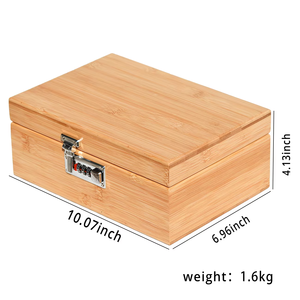 Eco-friendly Decorative Natural Bamboo <b>Wooden</b> Storage Stash <b>Box</b> Organizer with Rolling Tray and Combination <b>Lock</b> for Smoker - Product Image 4