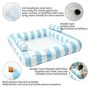 Î<span class=keywords><strong>le</strong></span> flottante gonflable d'extérieur, double flotteur <span class=keywords><strong>de</strong></span> piscine, hamac aquatique pour 2 personnes avec centre en maille et porte-gobelets pour <span class=keywords><strong>le</strong></span> <span class=keywords><strong>lac</strong></span> - Product Image 4