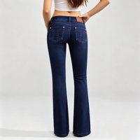 Jean évasé rétro pour femme, taille très basse, coupe bootcut, en denim, pour un look léger et élégant pour la soirée