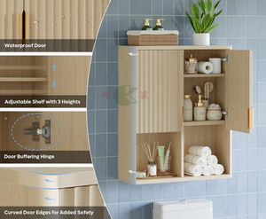 Armoire murale encastrée pour salle de bain, armoire à pharmacie avec 2 portes et étagères réglables, <span class=keywords><strong>rangement</strong></span> pour buanderie, cuisine, salon - Product Image 4