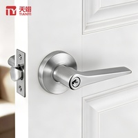 Juego de Cerradura de Puerta Tubular con Manija de Níquel Cepillado Moderno TIANYI, con Llave, para Dormitorio, Baño, Oficina, Puerta Exterior, Duradero y Fácil de Instalar