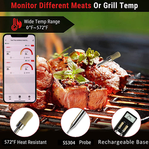 Thermomètre numérique intelligent sans fil de 165 pieds, lecture instantanée, thermomètre à viande Bluetooth, thermomètre à distance via application avec poignée en céramique - Product Image 3